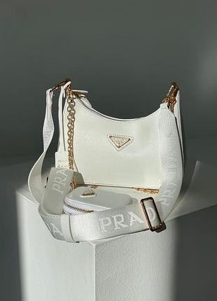 Сумка prada re-edition 2005 white saffiano leather bag