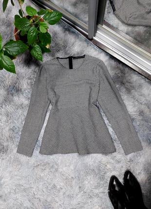 Тепла кофтинка з баскою zara джемпер блуза утеплена зара теплая кофточка с баской 44 42 распродажа розпродаж