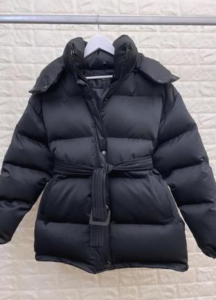 Женская зимняя куртка оверсайз чёрная куртка zara куртка дутая пуховик1 фото