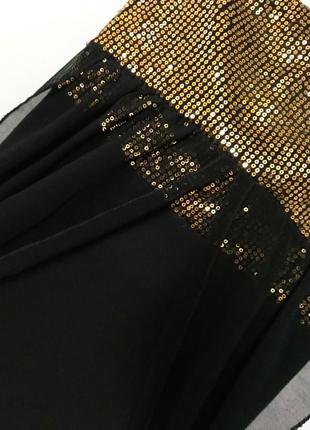 Вечірнє вбрання ошатне плаття бандо з паєтками новий рік чорний золотом шифон обмін2 фото