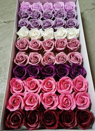 Мікс № 427 з мильних серцевидних троянд для створення розкішних нев'янучий букетів і композицій з мила