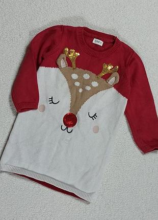 Платье туника вязаное новогоднее оленёнок.