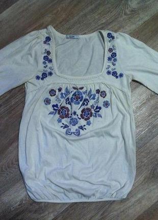 Блуза вышиванка блузка в цветочный принт