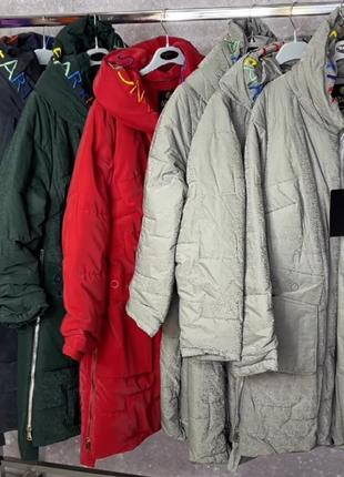 Нереально шикарне зимове пальто, пуховик, переливається, яскравий капюшон, турція,до 62 розміру.8 фото
