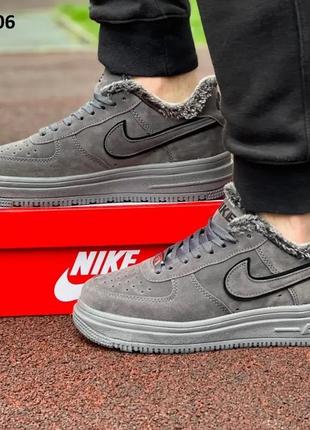 Теплые темно серые nike air force мех