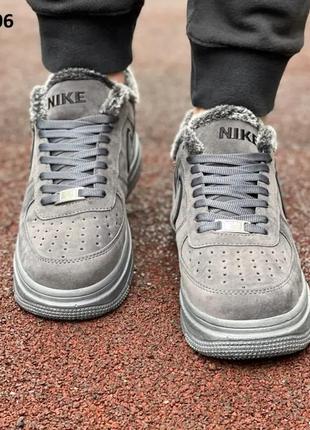 Теплые темно серые nike air force мех 3