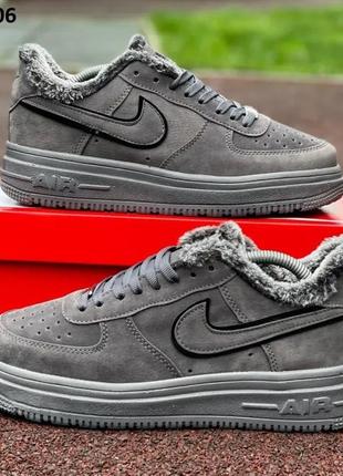 Теплые темно серые nike air force мех 7