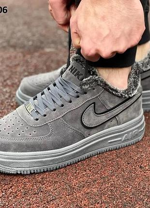 Теплые темно серые nike air force мех 8