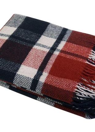 Плед полушерстяной vladi метро бело-красно-темно-синий 140х200