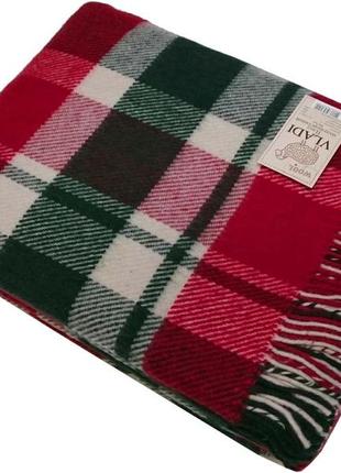 Плед полушерстяной vladi метро бело-красно-темно-зеленый 140х200