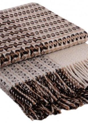 Плед шерстяной cappuccino капучино vladi коричневый полуторный 140х200