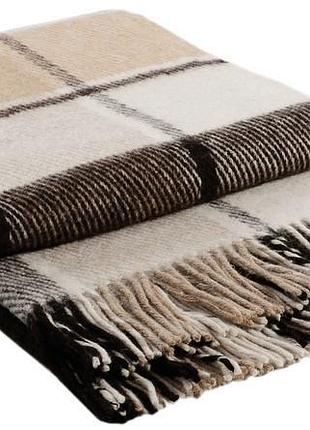 Плед шерстяной vladi эльф бежево-коричневый 170х210