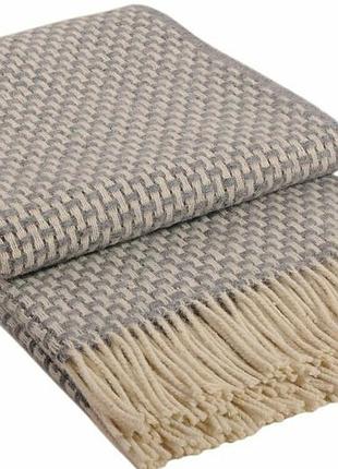 Плед шерстяной рогожка vladi серая 140х200