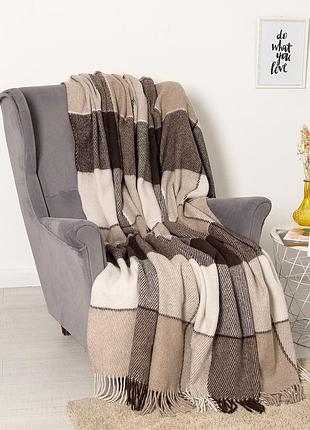 Плед шерстяной vladi эльф бежево-коричневый 200х220