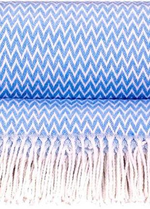 Плед бавовняний антоніо валенсія vladi біло-яскраво-синій 140х200