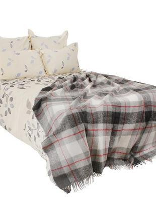 Плед вовняний vladi ельф сіро-червоний 140х200