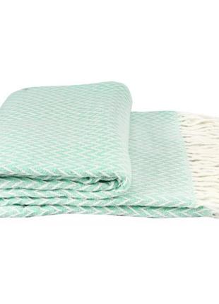 Плед хлопковый валенсия антонио vladi бело-мятный 140х200
