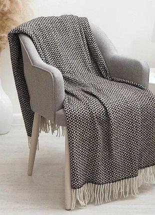 Плед напіввовняний vladi метро біло-коричневий 170х210