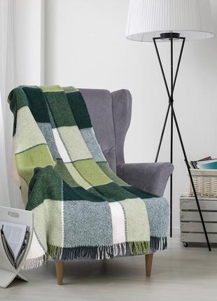 Плед шерстяной vladi эльф зеленый 140х200