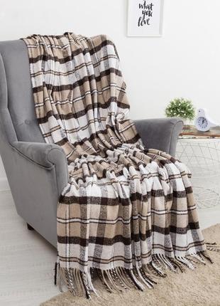 Плед вовняний vladi палермо біло-бежево-коричневий 140x200