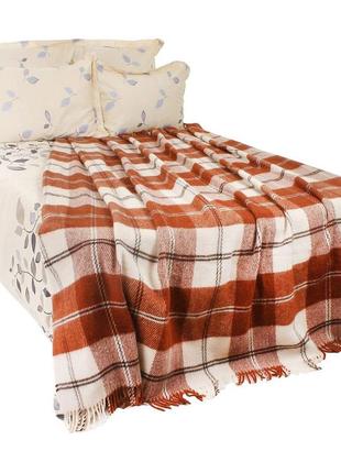 Плед шерстяной vladi эльф коричнево-терракотовый 170х210