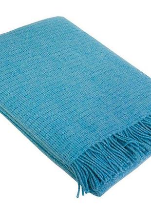 Плед вовняний рогожка vladi синьо-блакитна 140х200