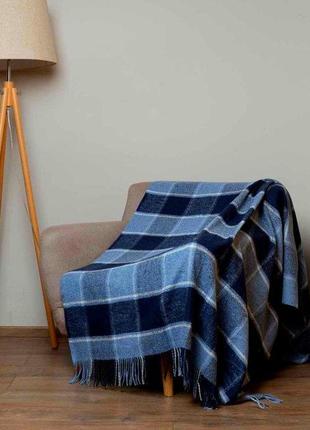 Плед вовняний vladi палермо блакитно-чорно-білий 140x200