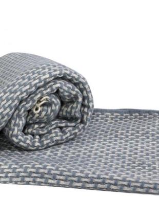 Плед вовняний рогожка vladi сіро-блакитна 140х200