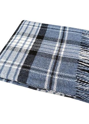 Плед полушерстяной vladi метро серо-голубой-темно-синий 140х200