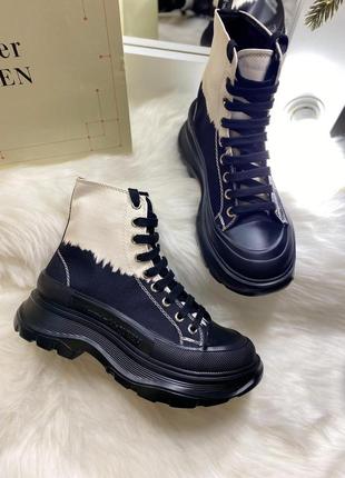 Черевики alexander mcqueen tread slick, черевики макквін на гумовій підошві, 40 розмір