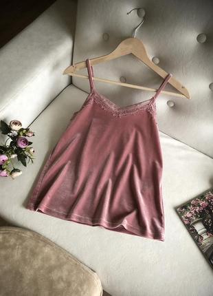 Пудровий бархатний топ