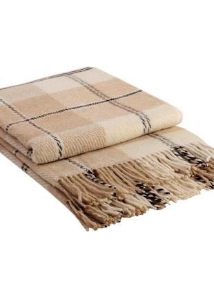 Плед шерстяной vladi эльф бежево-коричневый 140х200