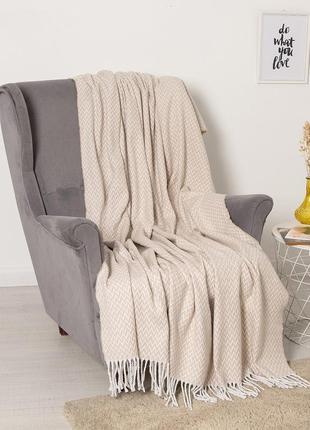 Плед бавовняний антоніо валенсія vladi біло-бежевий 140х200