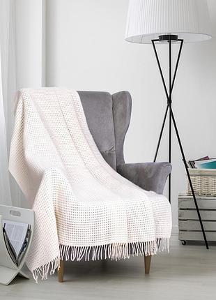 Плед шерстяной рогожка vladi белая 170х210