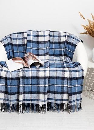 Плед шерстяной vladi palermo палермо бело-голубо-синий 140x200