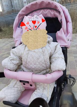 Детская коляска 2 в 1 angelina kapris luxury розовая3 фото