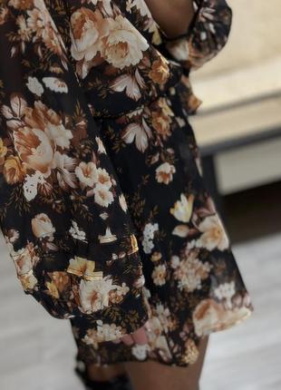 Нова шифонова сукняв квіти s/m з поясом та підкладкою з довгими рукавами фанариками4 фото