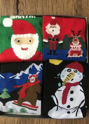 Подростковые новогодние носки для мальчиков в подарочной упаковке 4 шт3 фото