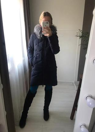 Куртка зимова пальто хутро чорнобурка