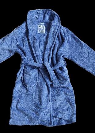 Дитячий халат м'який халатик синій пухкий теплий пухнастий essentials need more sleep м'який мягенький