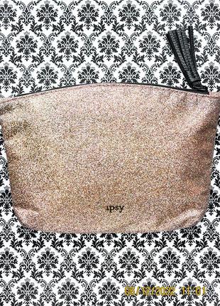 Глітерна косметичка ipsy glam bag glitter cosmetic pouch golden pink