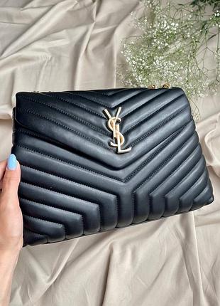 Женская кожаная сумка yves saint laurent monogram lou lou large gold