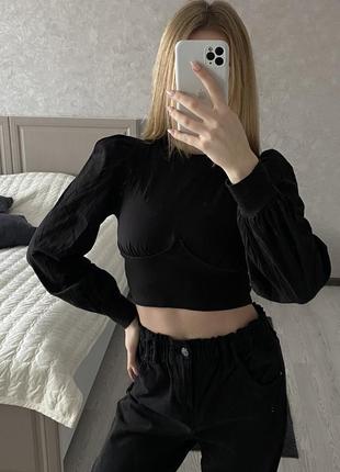 Вкорочена кофта топ укороченная bershka 5