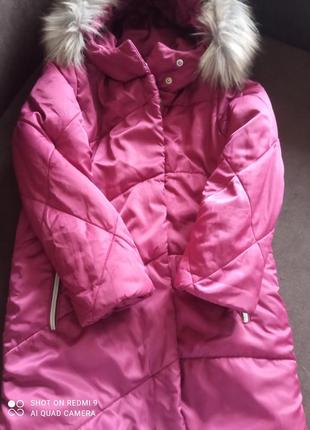 Тепле пальто для дівчинки,колір немаркий,(бурячок)3 фото