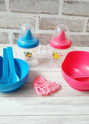Дитячий посуд пластиковий набір посуду для дітей