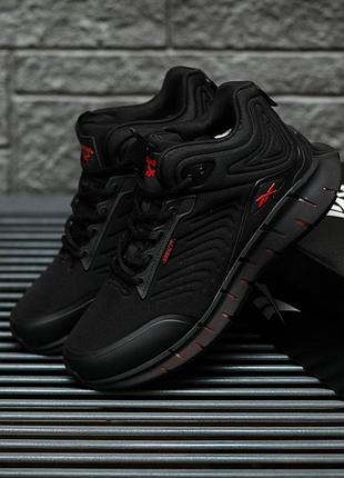 👟Чоловічі кросівки reebok club c high (чёрные с красным)5 фото