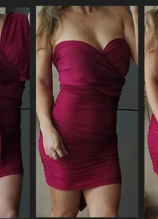S-m  missguided ,мини платье трансформер,вишневое1 фото