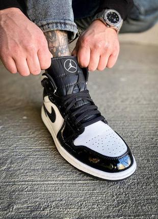 Мужские высокие кожаные кроссовки nike air jordan 1 mid se asw"carbon fiber"#найк