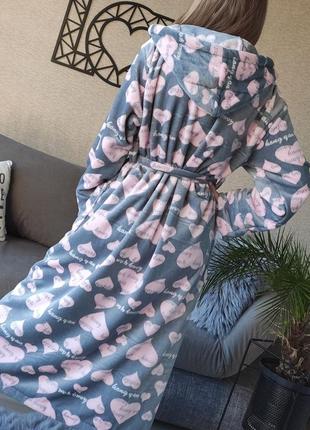 Махровий халат жіночий с капюшоном7 фото