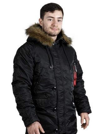 Зимняя мужская черная куртка аляска
